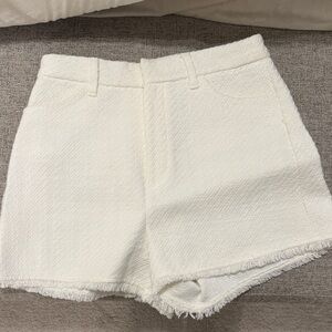 Zara Cream High Waist Tweed Shorts
